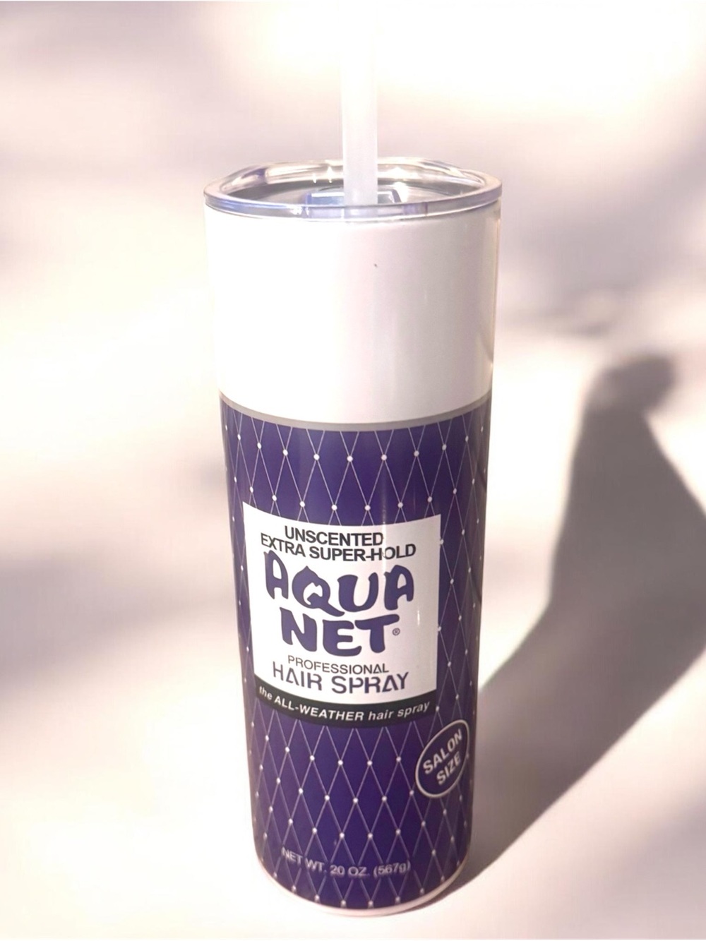 Aqua Net Funny Tumbler 20oz - Purple/White